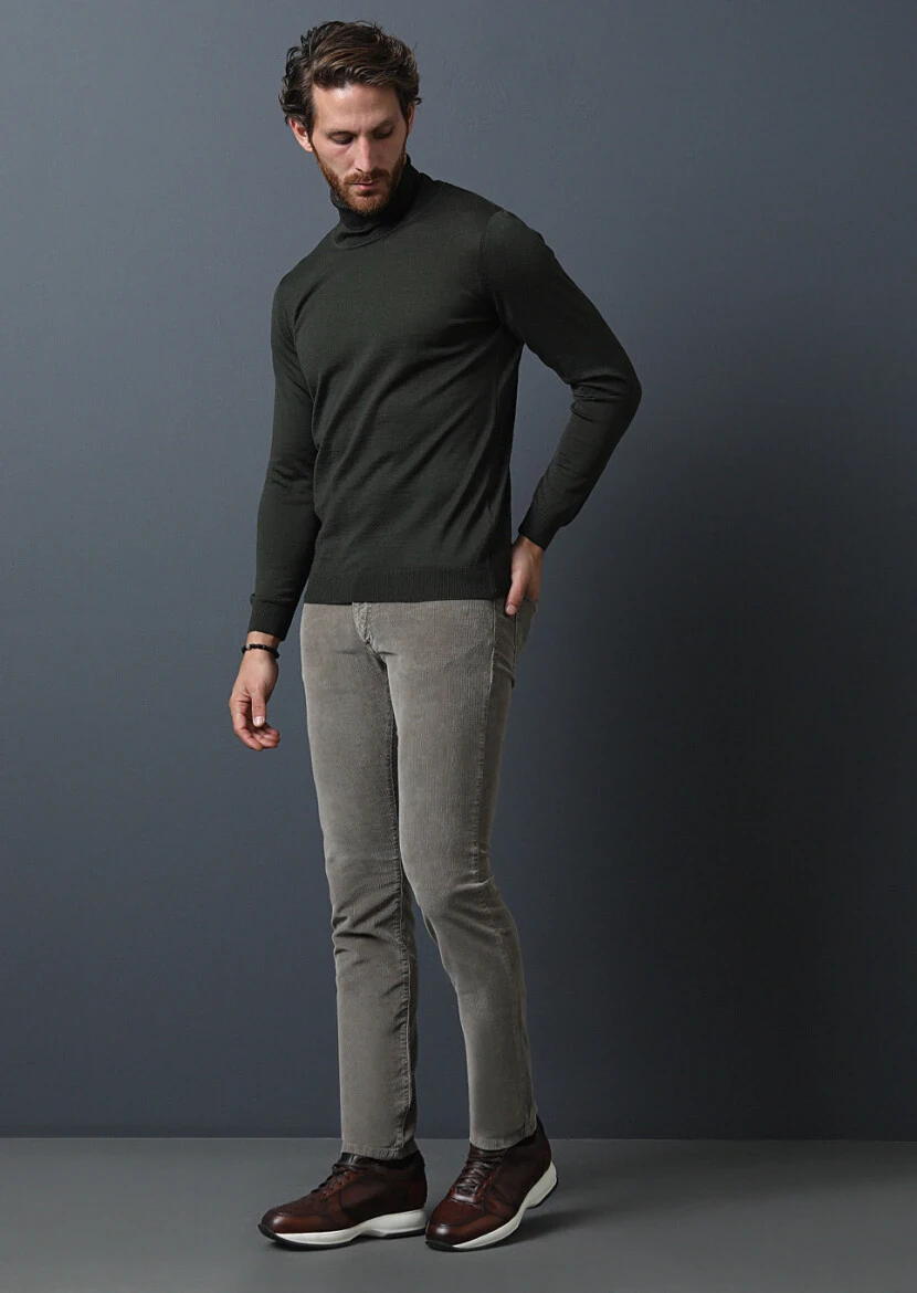 Mink Weaving Slim Fit Casual Cotton Blended Trousers - 1