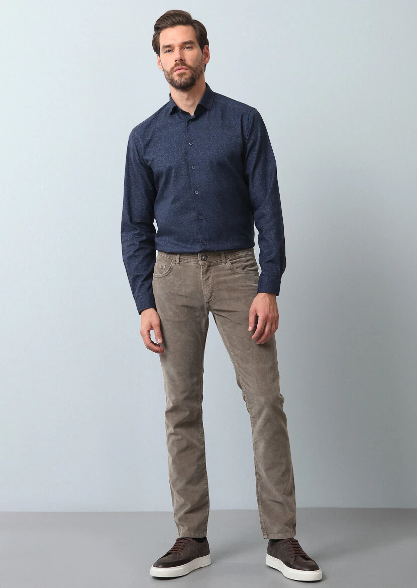 Mink Weaving Slim Fit Casual Cotton Blended Trousers - 4