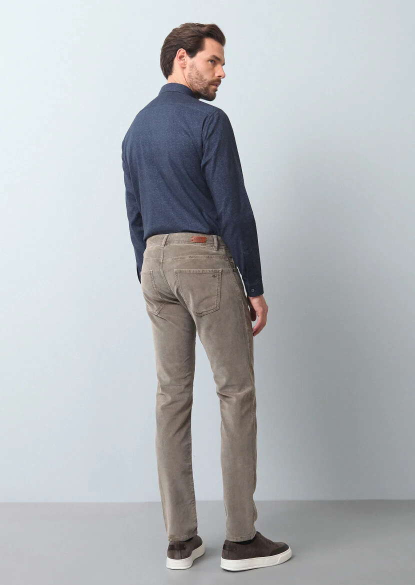 Mink Weaving Slim Fit Casual Cotton Blended Trousers - 5