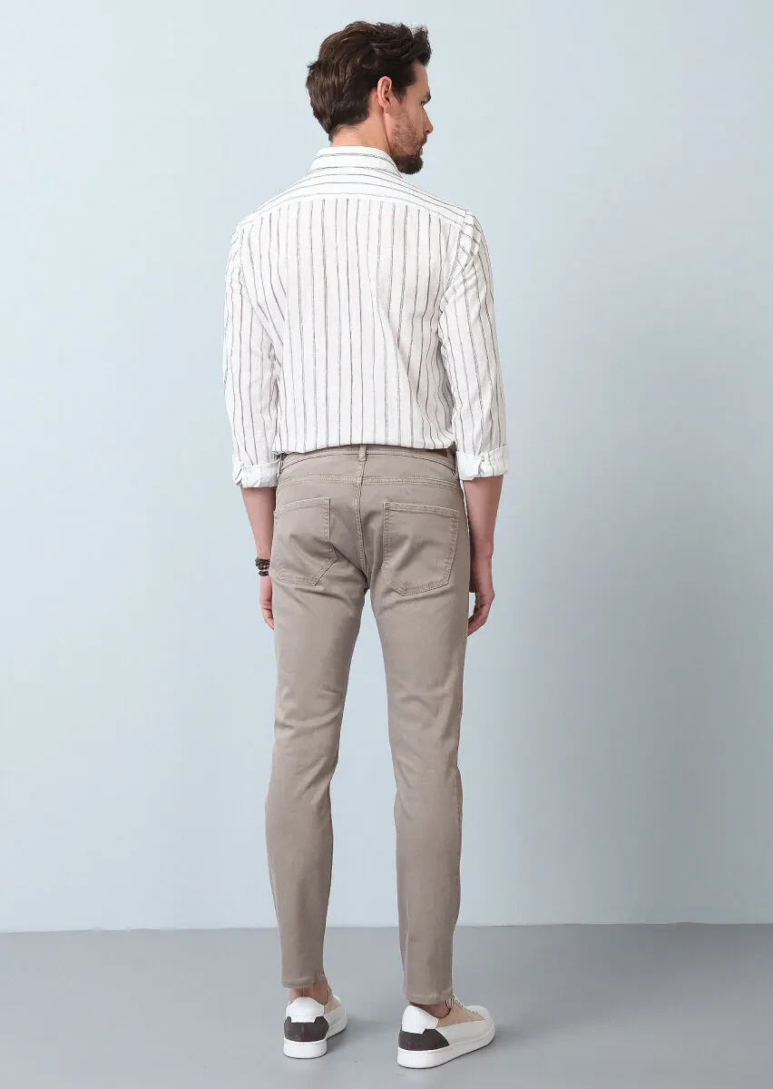 Mink Weaving Slim Fit Casual Cotton Blended Trousers - 5