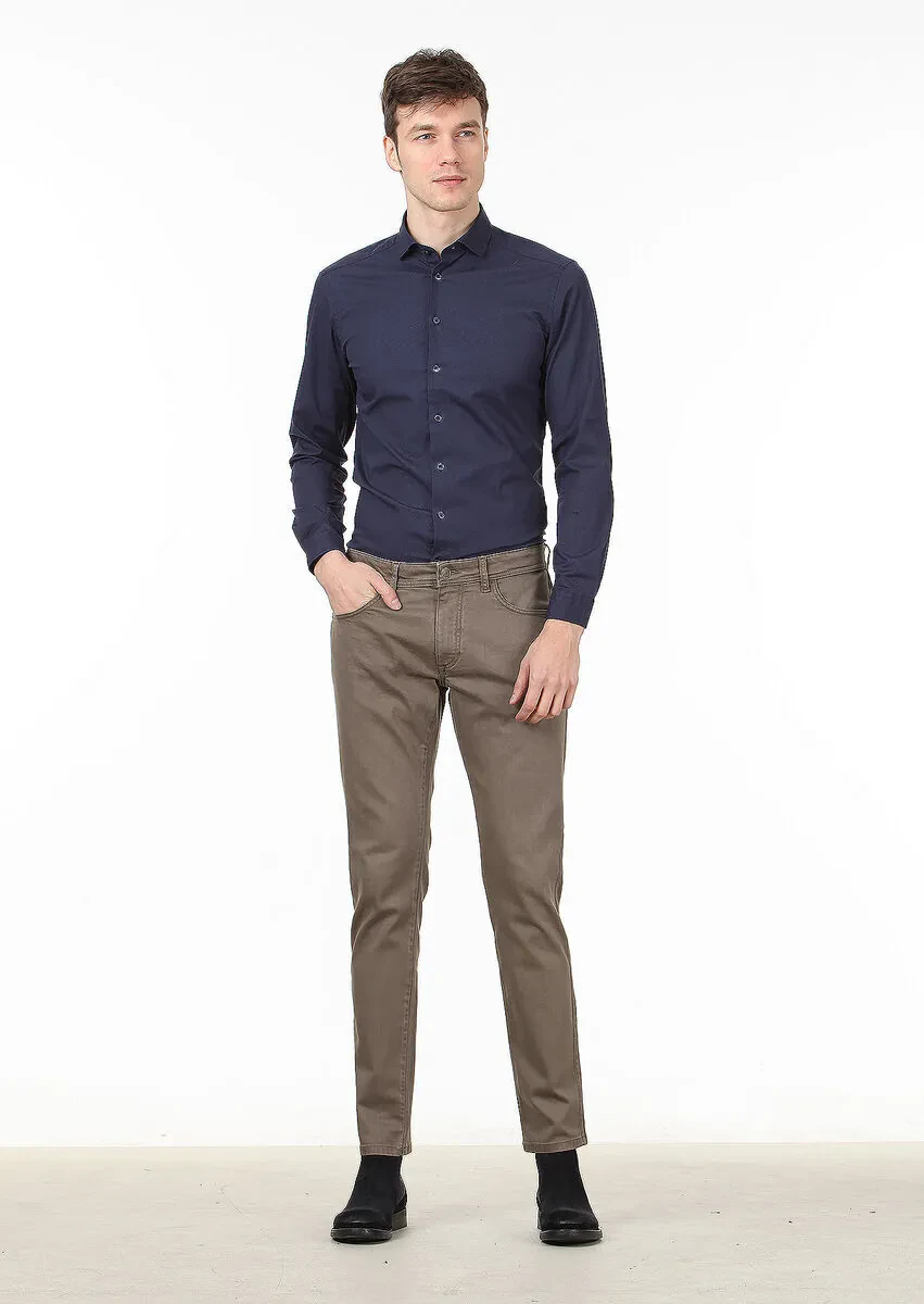 Mink Weaving Slim Fit Casual Cotton Blended Trousers - 1