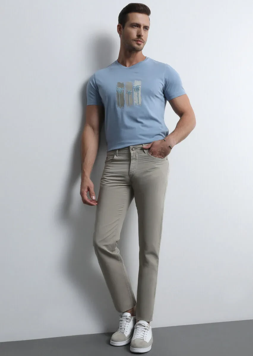 Mink Weaving Slim Fit Casual Cotton Blended Trousers - 1