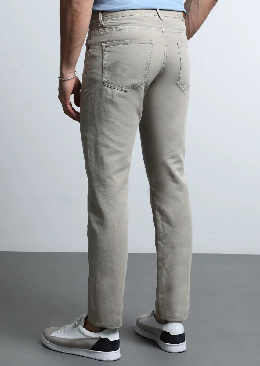 Mink Weaving Slim Fit Casual Cotton Blended Trousers - 5