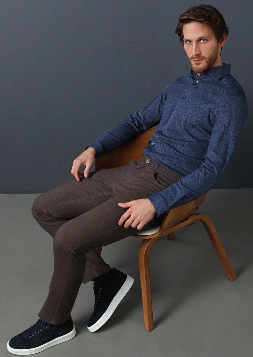 Mink Weaving Slim Fit Casual Cotton Blended Trousers - 2