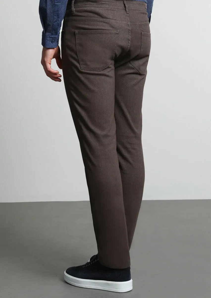 Mink Weaving Slim Fit Casual Cotton Blended Trousers - 4