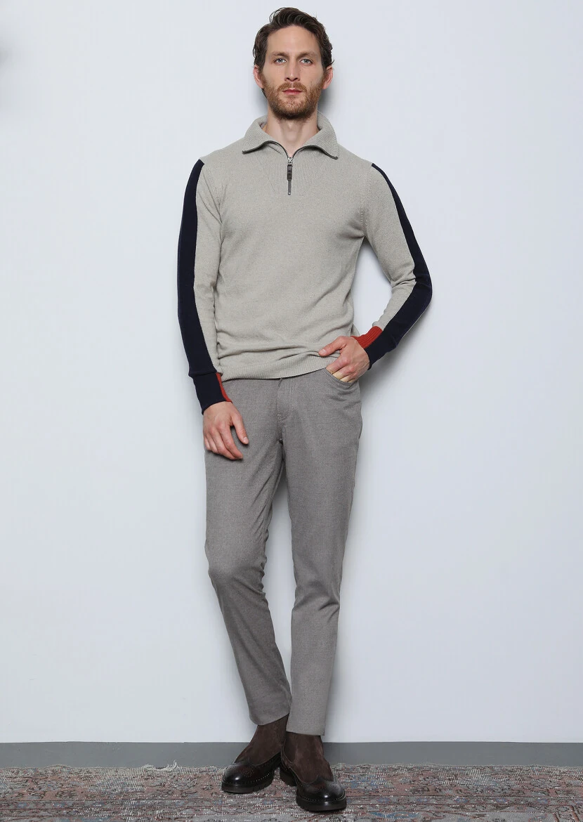 Mink Weaving Slim Fit Casual Trousers - 1