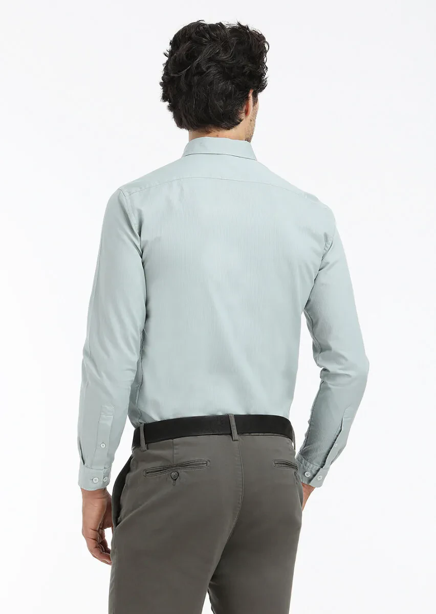 Mint Fitilli Regular Fit Dokuma Casual %100 Pamuk Gömlek - 4