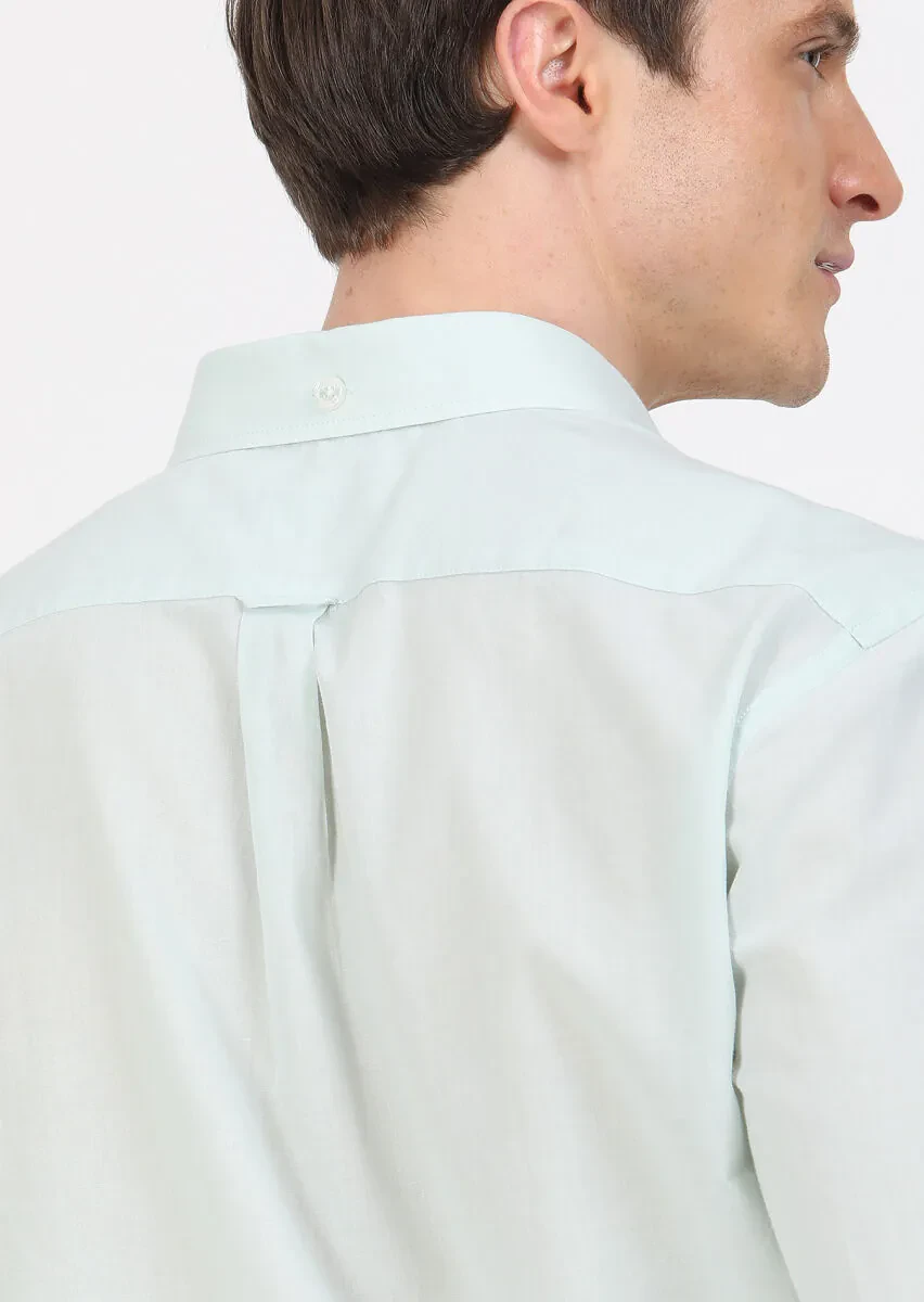 Mint Plain Regular Fit Weaving Casual 100% Cotton Shirt - 4