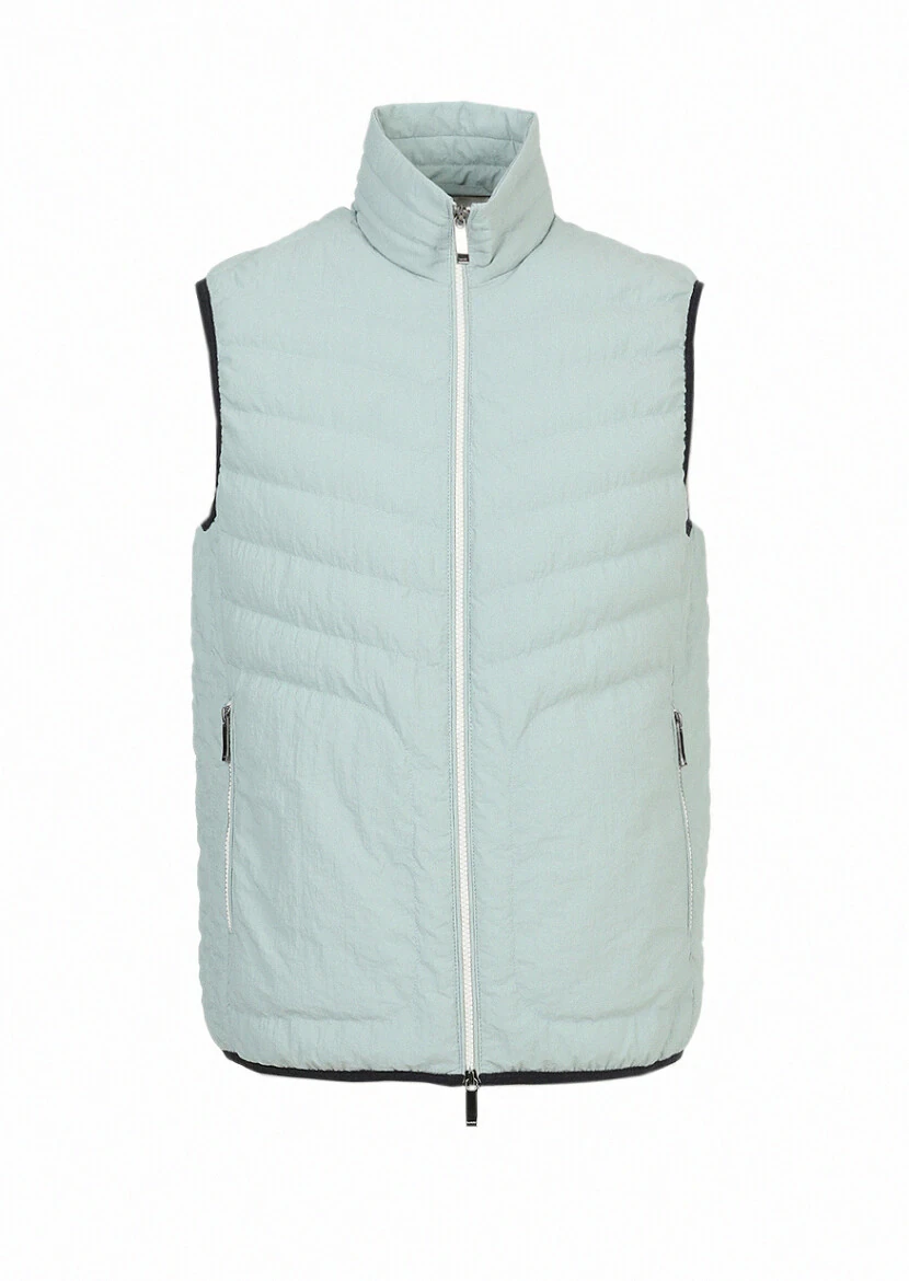 Mint Regular Fit Turtleneck Casual Weaving Puffer Vest - 5