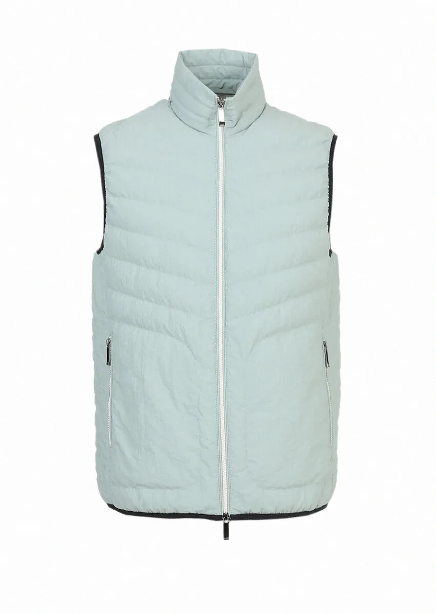Mint Regular Fit Turtleneck Casual Weaving Puffer Vest - 5