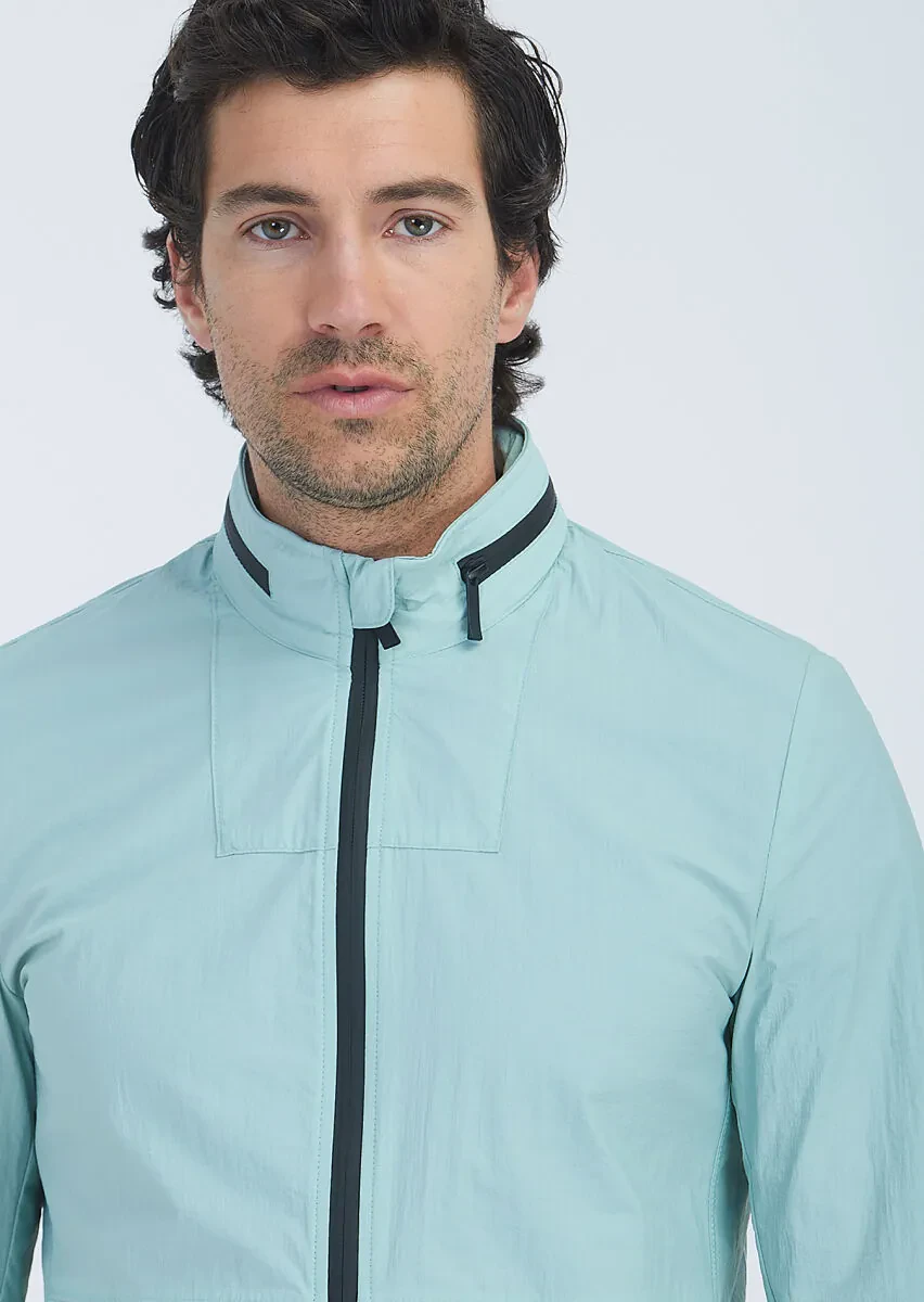 Mint Regular Fit Turtleneck Casual Weaving Removable Hood Coat - 4