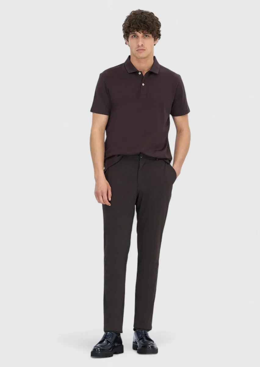 Mürdüm Düz Polo Yaka %100 Pamuk T-Shirt - 2