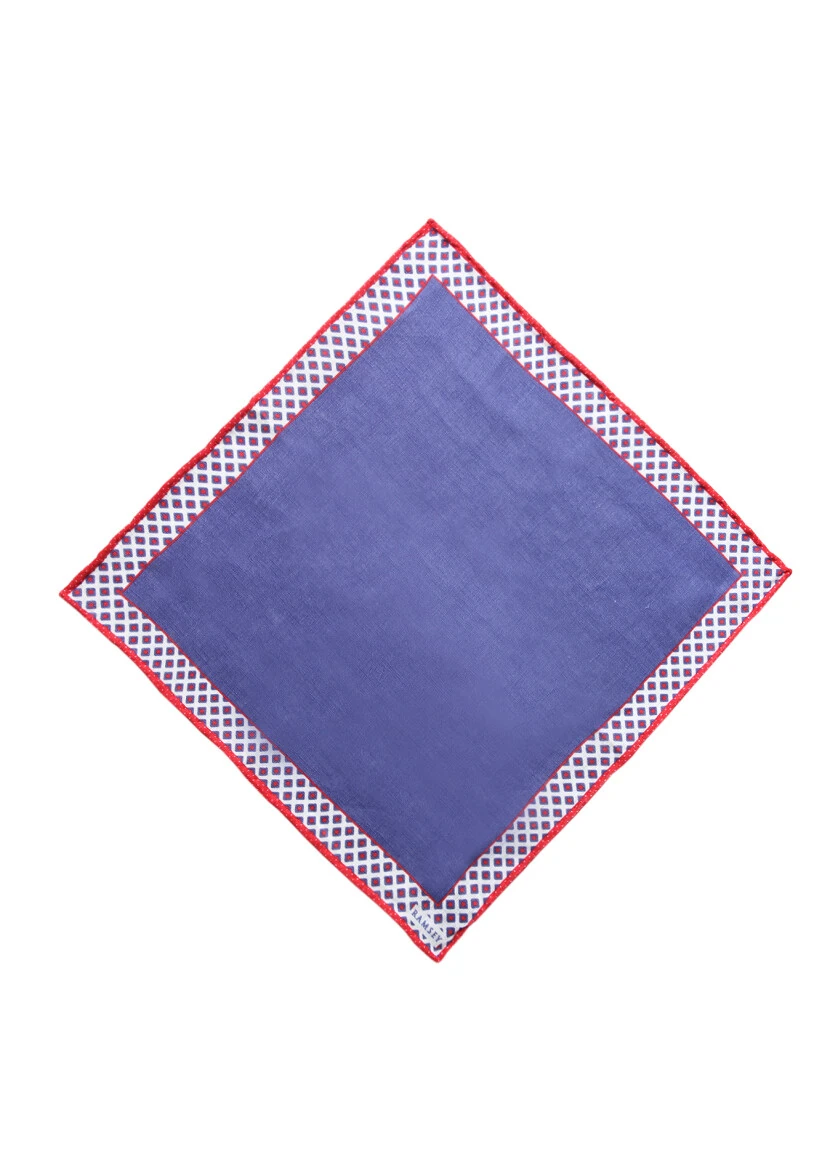 Navy Blue %100 Keten Handkerchief 