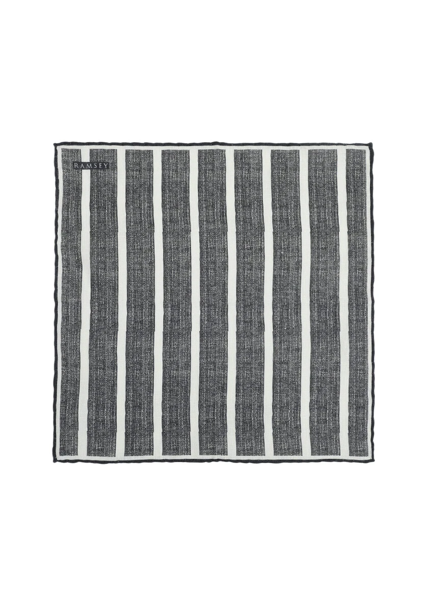 Navy Blue %100 Keten Handkerchief - 1