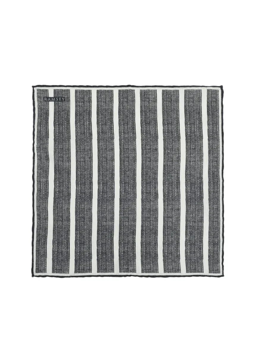 Navy Blue %100 Keten Handkerchief - 1