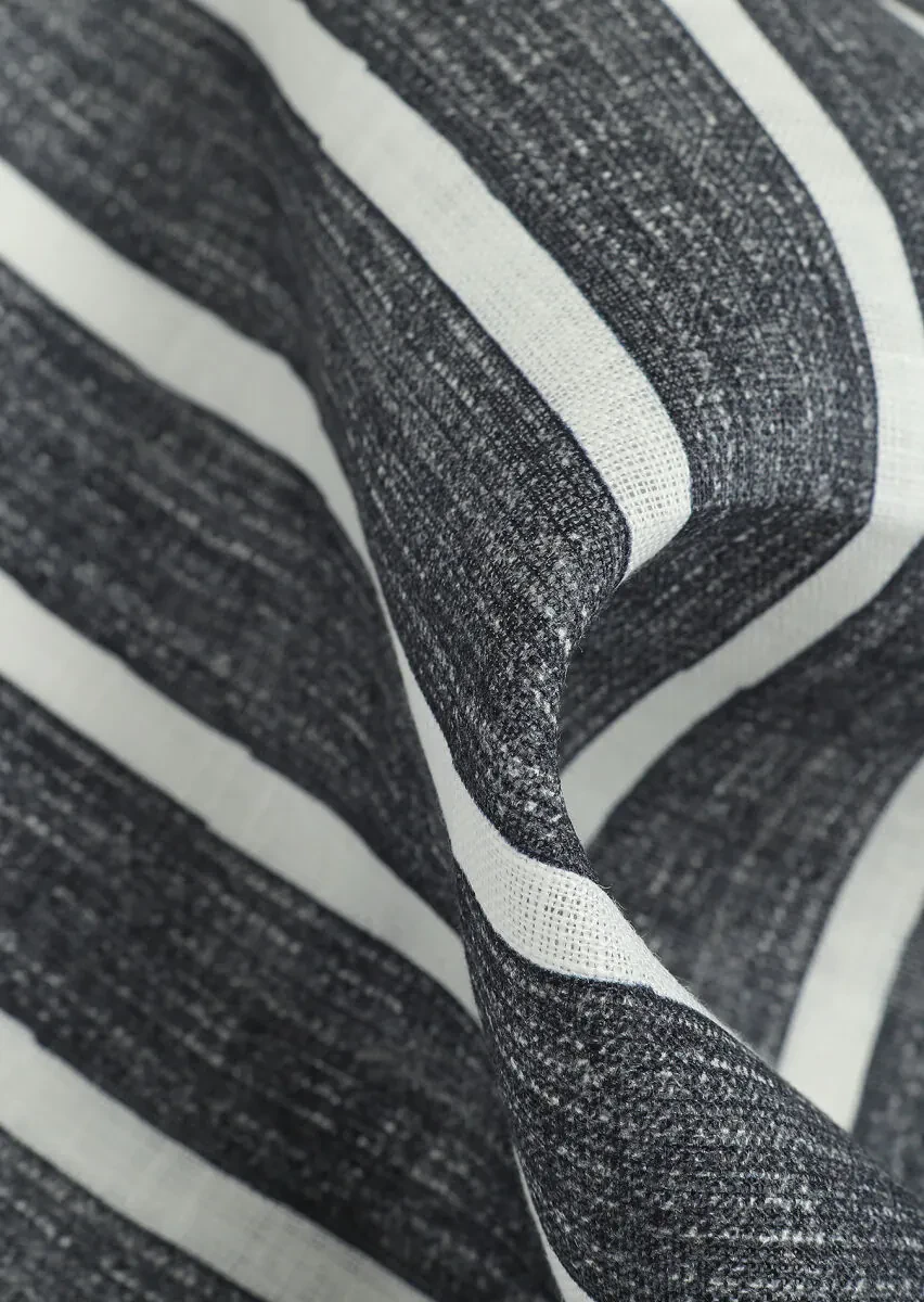 Navy Blue %100 Keten Handkerchief - 2