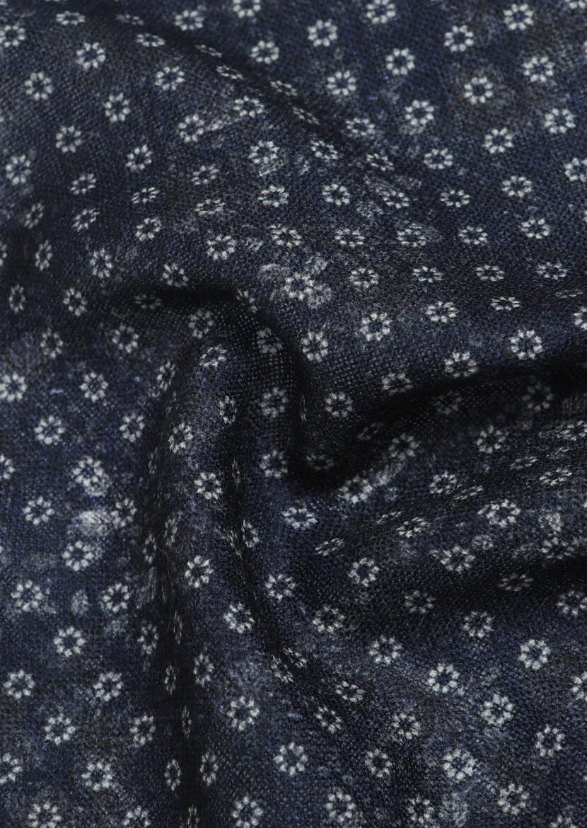 Navy Blue %100 Yün Handkerchief 