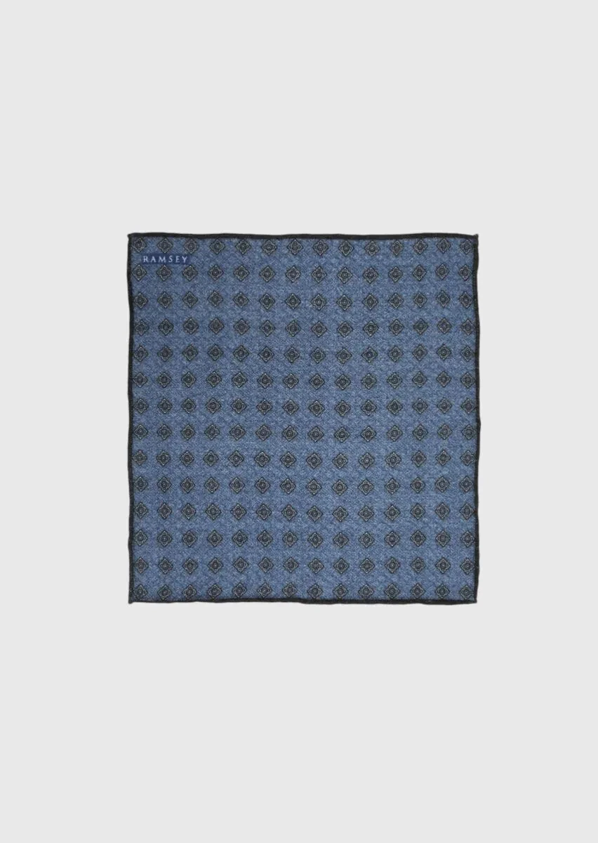 Navy Blue %100 Yün Handkerchief - 1