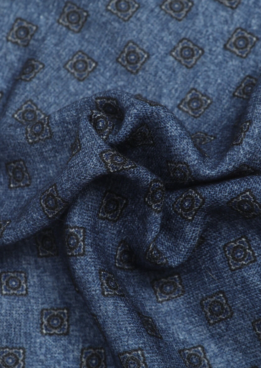 Navy Blue %100 Yün Handkerchief 