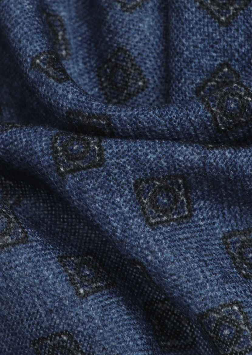 Navy Blue %100 Yün Handkerchief 