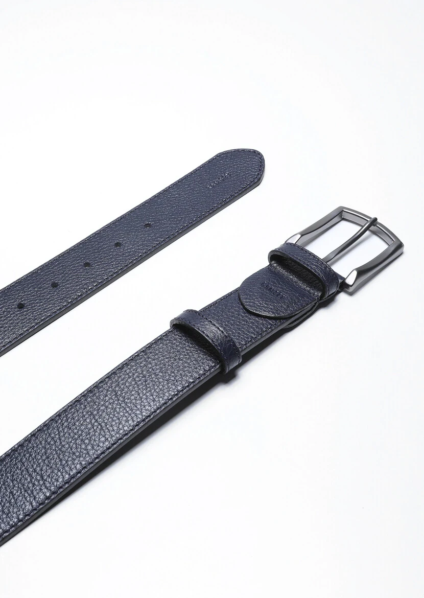 Navy Blue Cow Leather Belt - 1