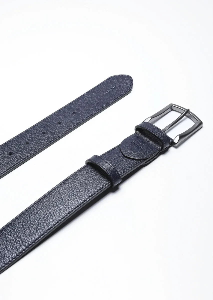 Navy Blue Cow Leather Belt - 1