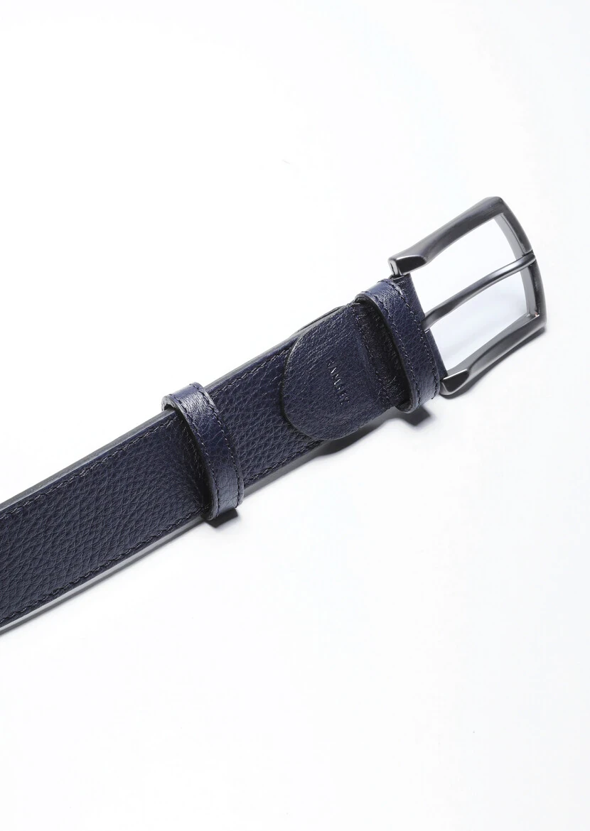 Navy Blue Cow Leather Belt - 2