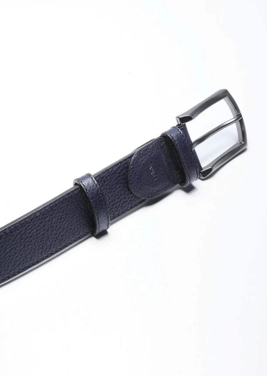 Navy Blue Cow Leather Belt - 2
