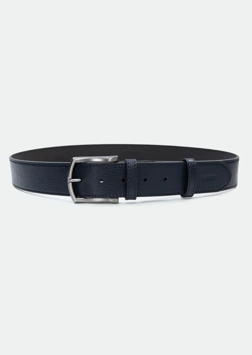 Navy Blue Cow Leather Belt - 1