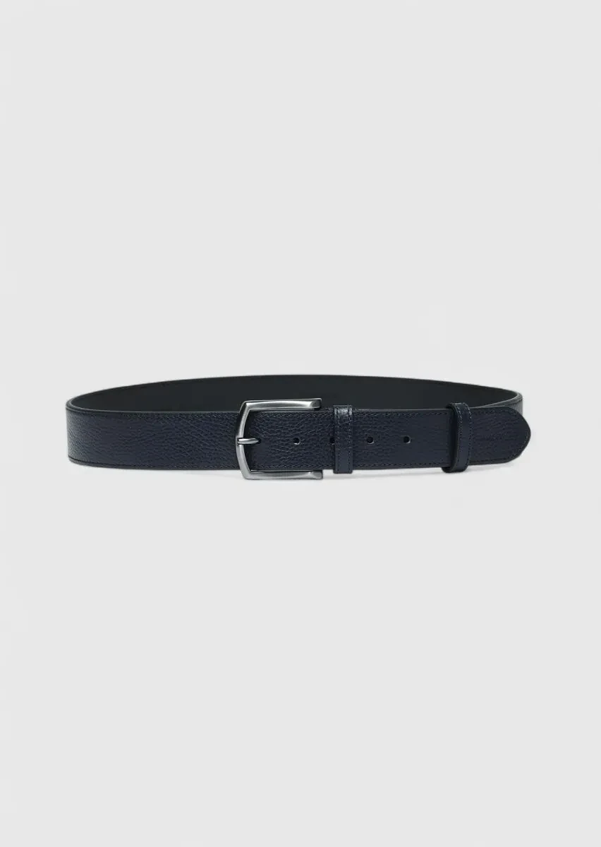 Navy Blue Cow Leather Belt - 1