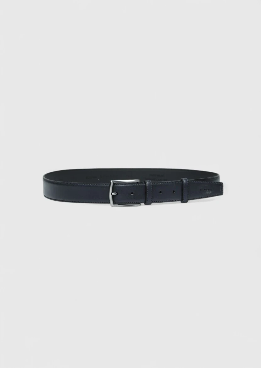 Navy Blue Cow Leather Belt - RAMSEY