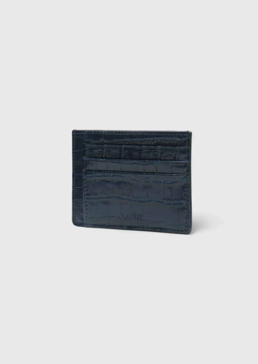 Navy Blue Cow Leather Card Holder - 2