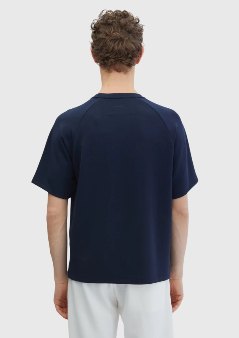 Navy Blue Crew Neck Plain Sweatshirt - 4