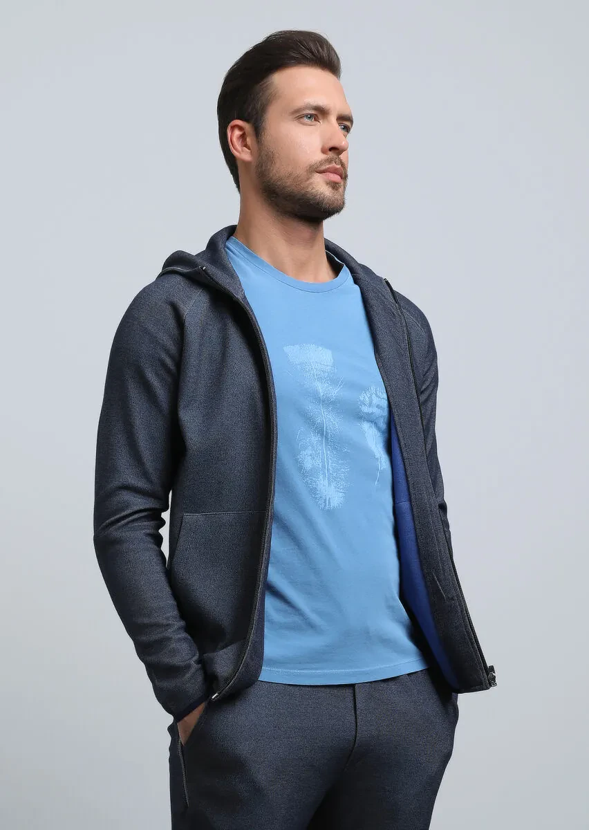 Navy Blue Hooded Sweatshirt - 3