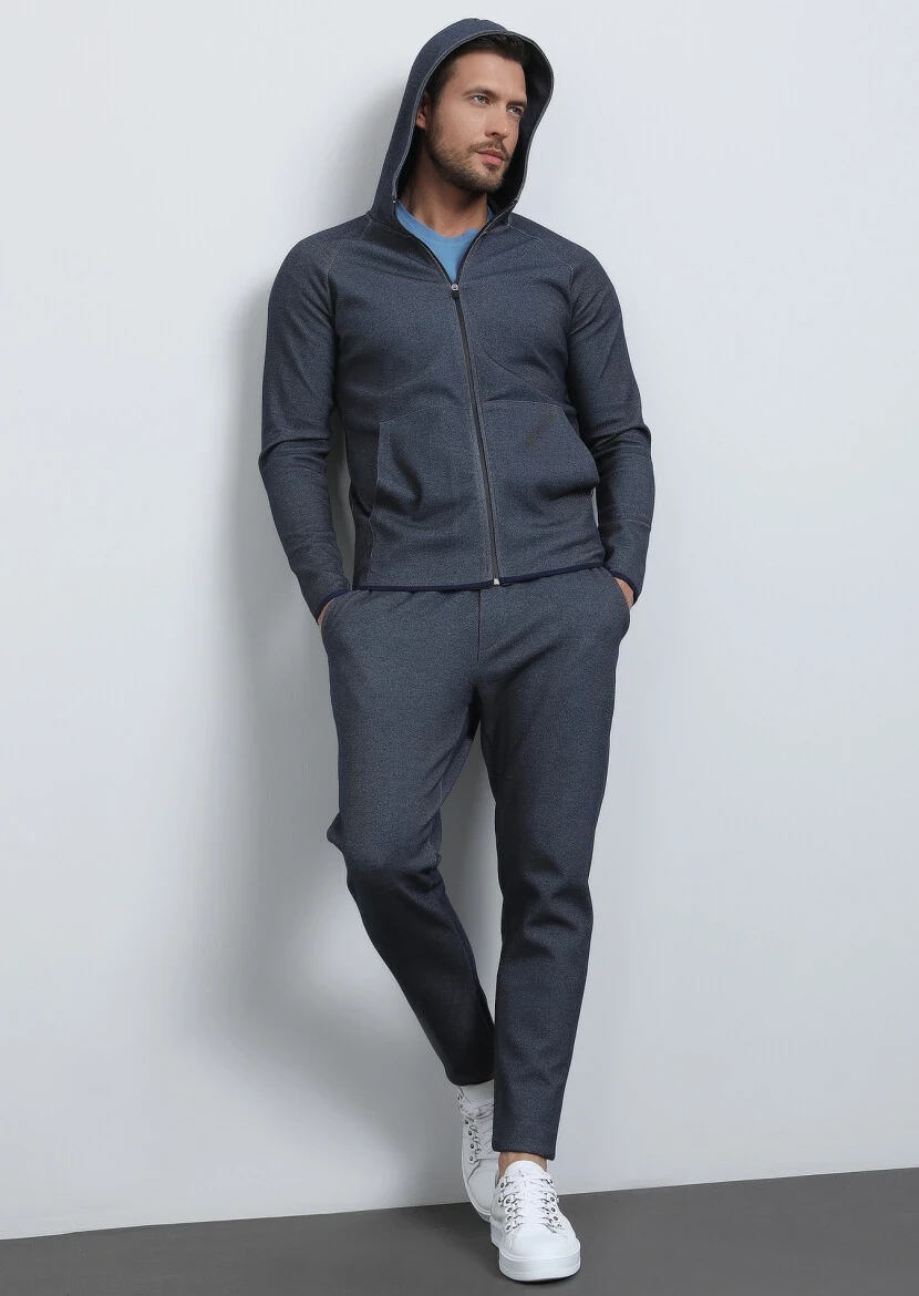 Navy Blue Hooded Sweatshirt - 4