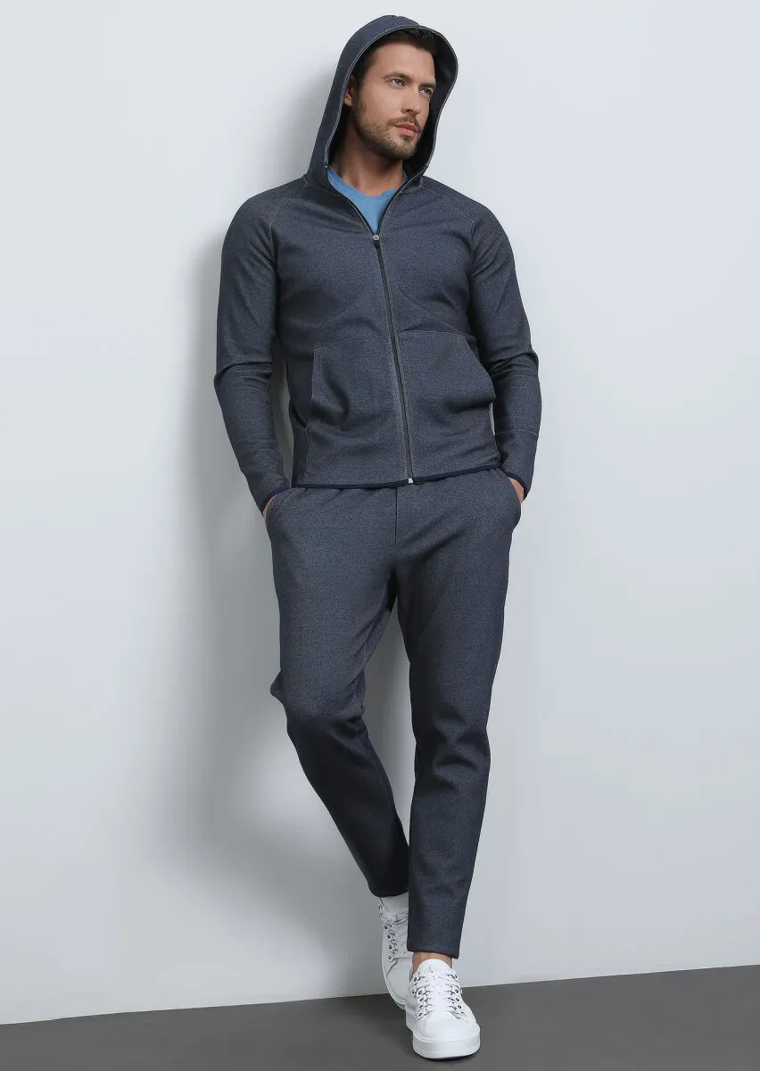 Navy Blue Hooded Sweatshirt - 4