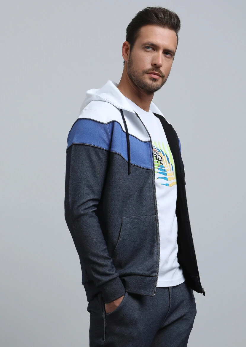 Navy Blue Hooded Sweatshirt - 3