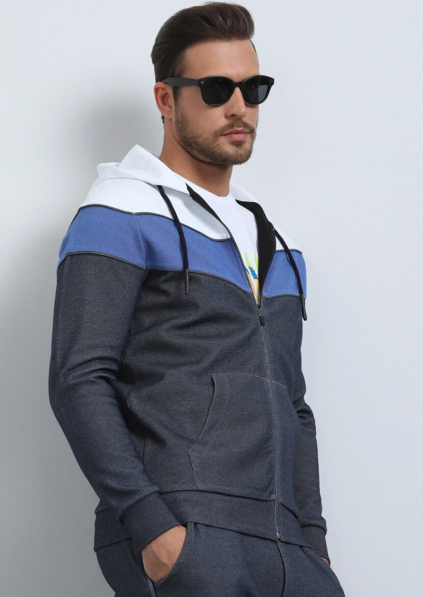 Navy Blue Hooded Sweatshirt - 4