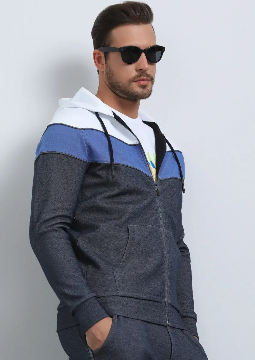Navy Blue Hooded Sweatshirt - 4