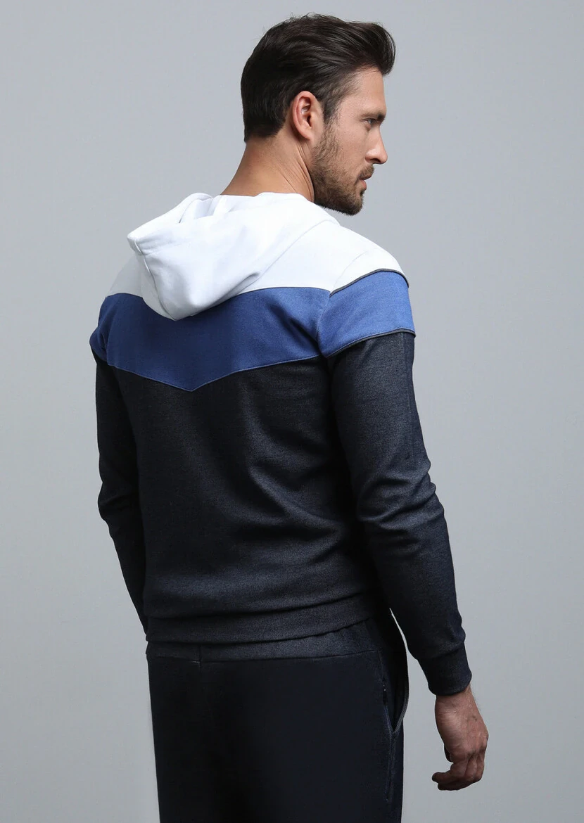Navy Blue Hooded Sweatshirt - 5