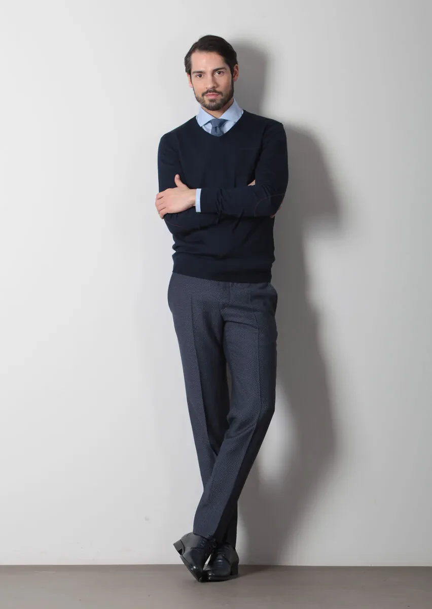 Navy Blue Knitwear Sweatshirt - 2