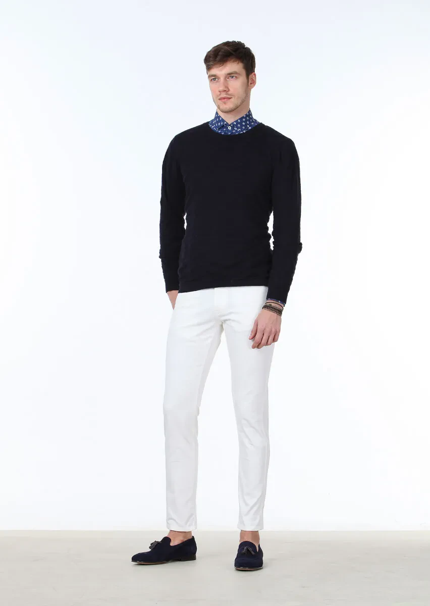 Navy Blue Knitwear Sweatshirt - 2