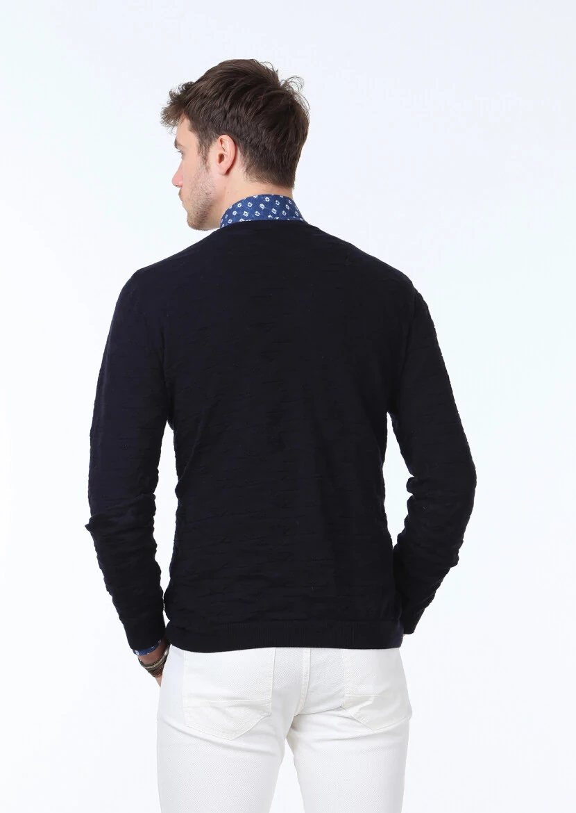 Navy Blue Knitwear Sweatshirt - 4