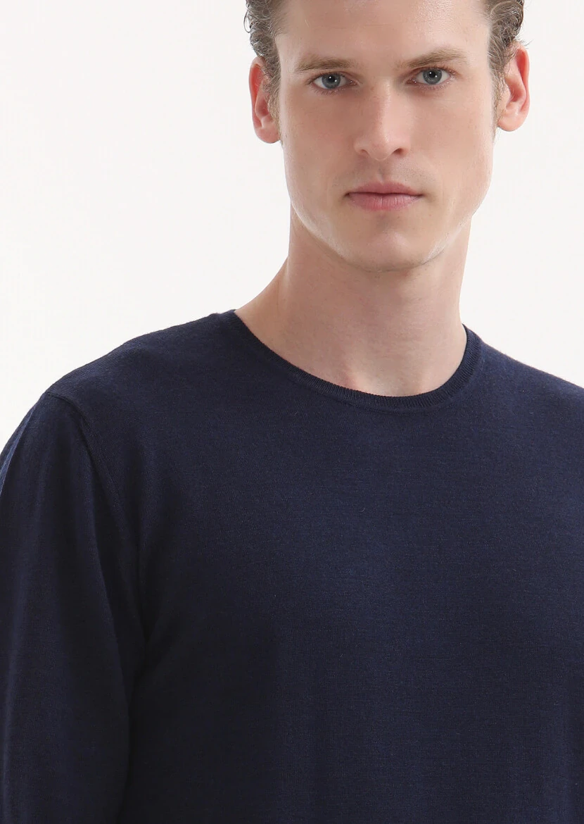 Navy Blue Knitwear Sweatshirt - 3