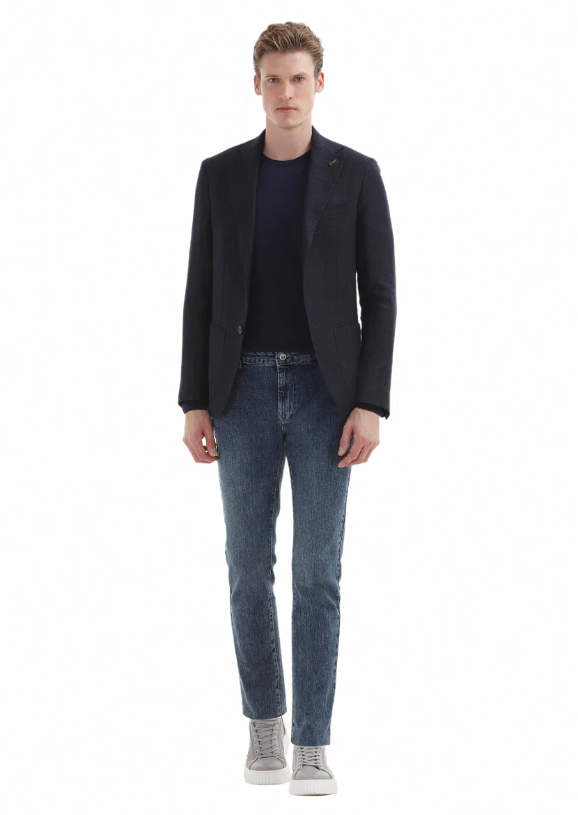 Navy Blue Knitwear Sweatshirt - 4