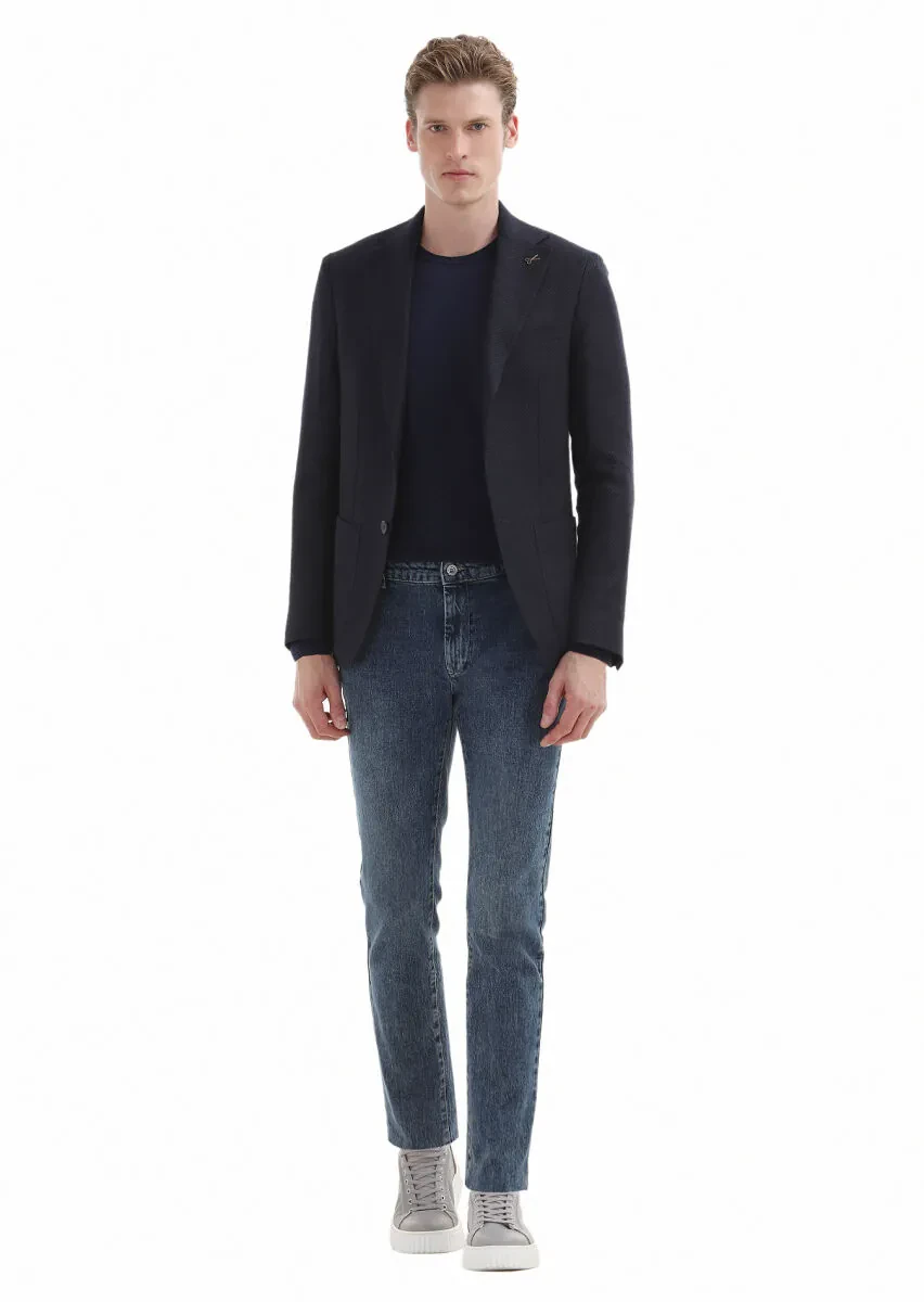 Navy Blue Knitwear Sweatshirt - 4