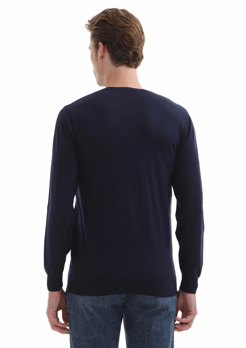 Navy Blue Knitwear Sweatshirt - 5