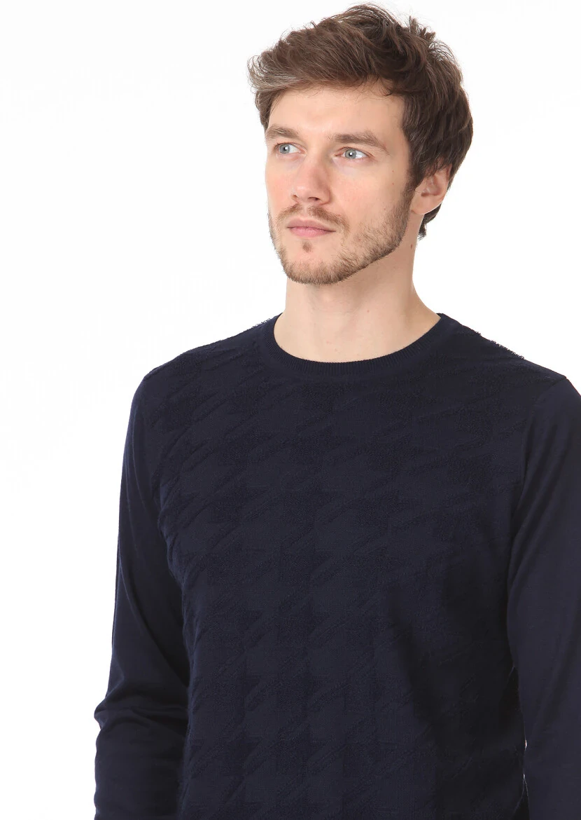 Navy Blue Knitwear Sweatshirt 