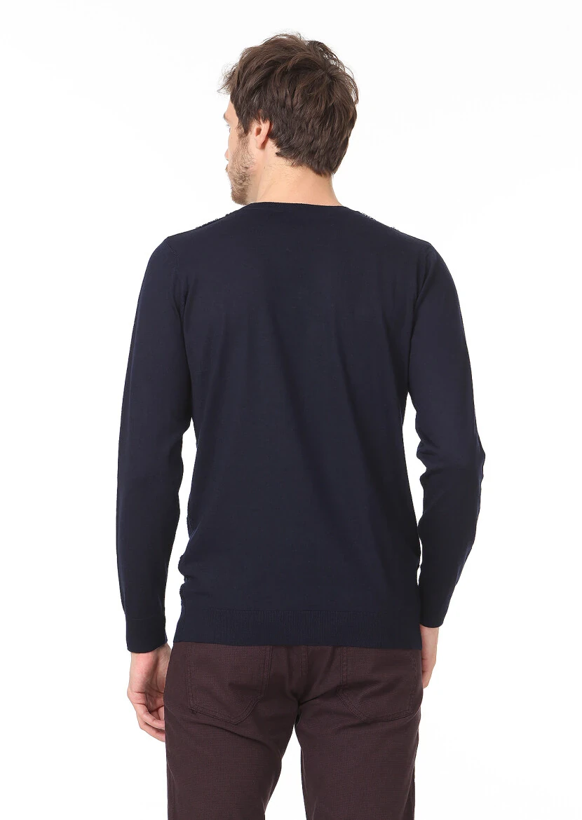 Navy Blue Knitwear Sweatshirt - 4