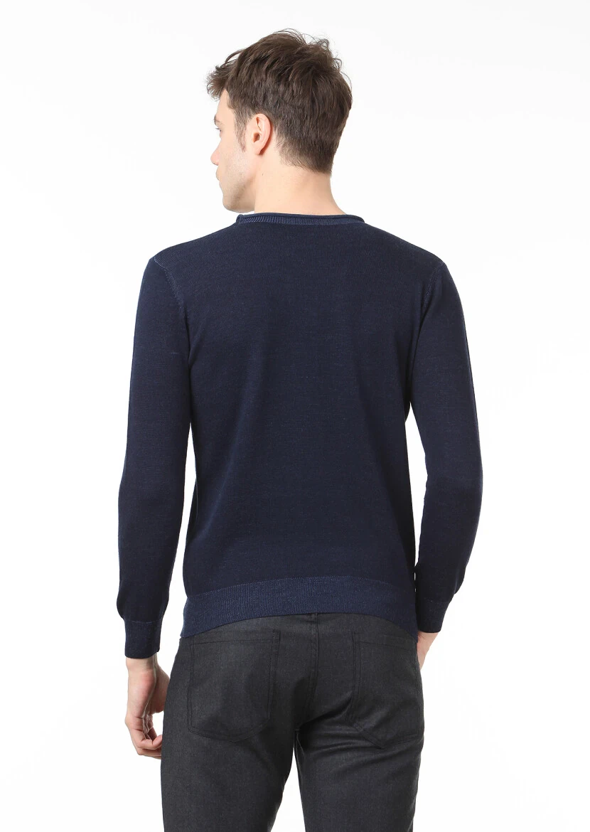 Navy Blue Knitwear Sweatshirt - 4